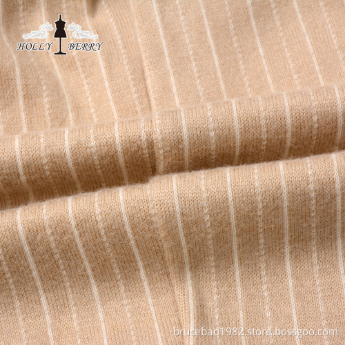 Blouse Femme New Arrival Cotton Stripe Champagne Color Three Quarter Sleeve